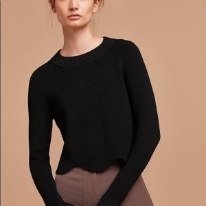 ARITZIA WILFRED BLACK KNIT SCALLOPED SWEATER